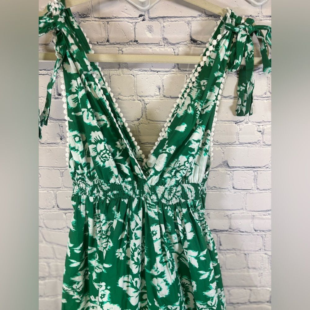 Lulus Sweet Spectacle Green Floral Tie-Strap Boho Wedding Party Maxi Dress S - Picture 2 of 13